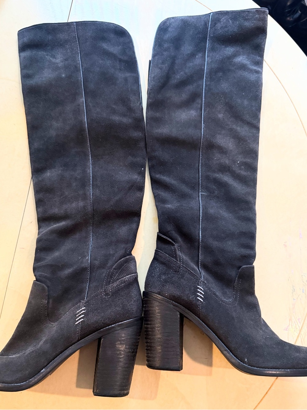 Dolce Vita Black Suede Over-the-Knee Block Heel Boots 9.5